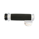 Custom Contour Grips Chrome / Black Rubber For 96-21 H-D With Dual Throttle Cables (Excl. Street)