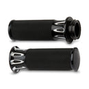 Fusion Billet Deep Cut Grips Black For 08-21 H-D With E-Throttle (Excl. 18-21 FLTRXSE)