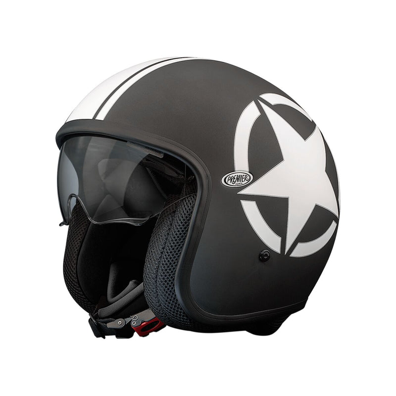 Vintage Star 9BM Open Face Helmet Matt Black / White