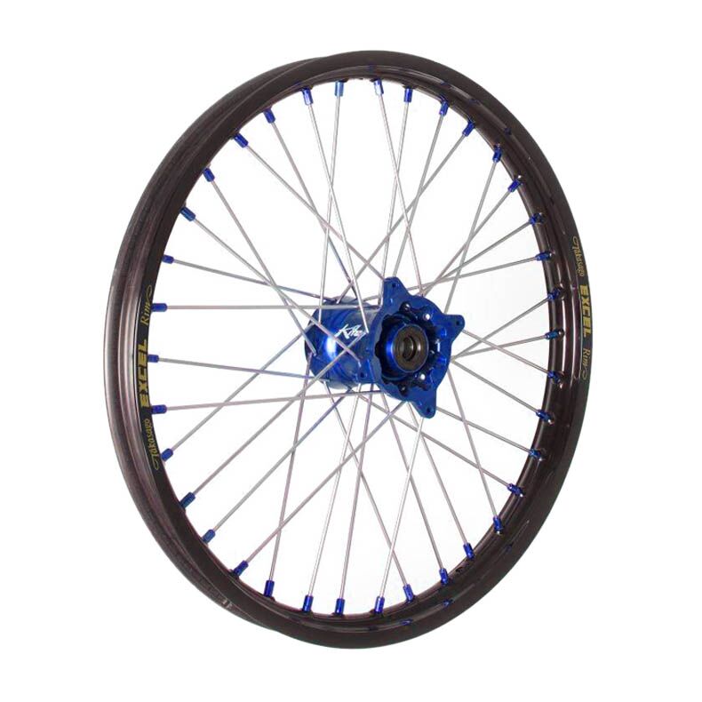 Elite MX-EN Wheel Silver Spokes Black / Blue Hub / Silver For Fantic XE 125 2020-2024 - 21 Inch