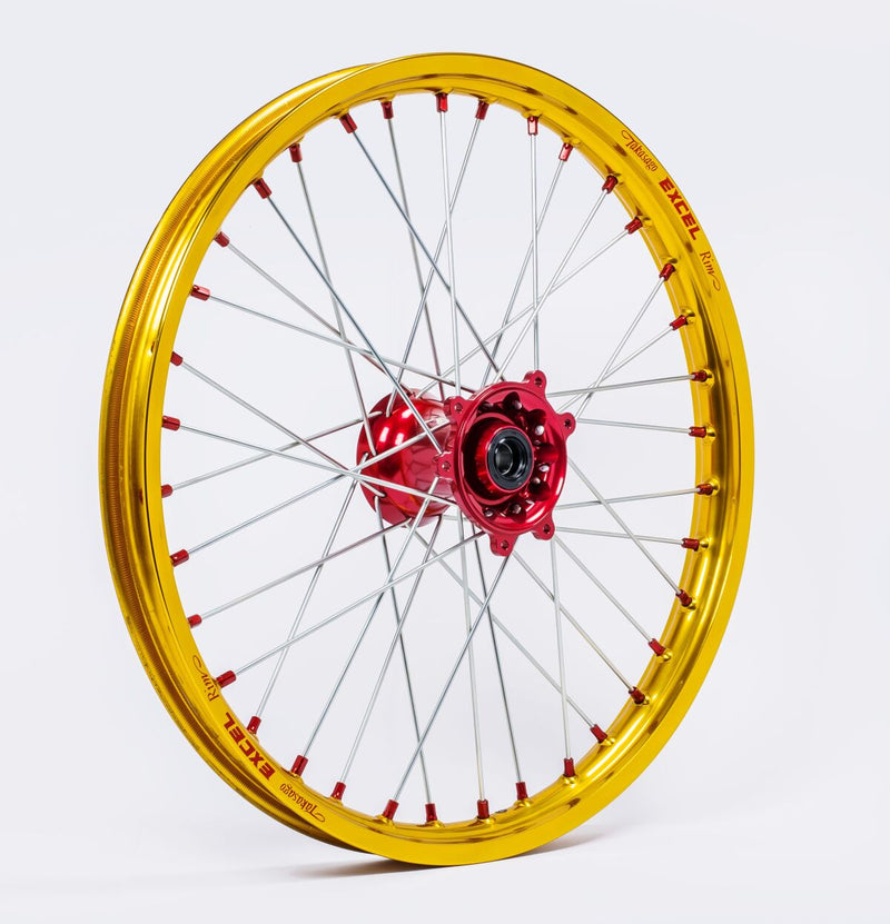 Elite MX-EN Wheel Silver Spokes Gold / Red Hub / Silver For Honda CR 125 R 2000-2007 - 21 Inch