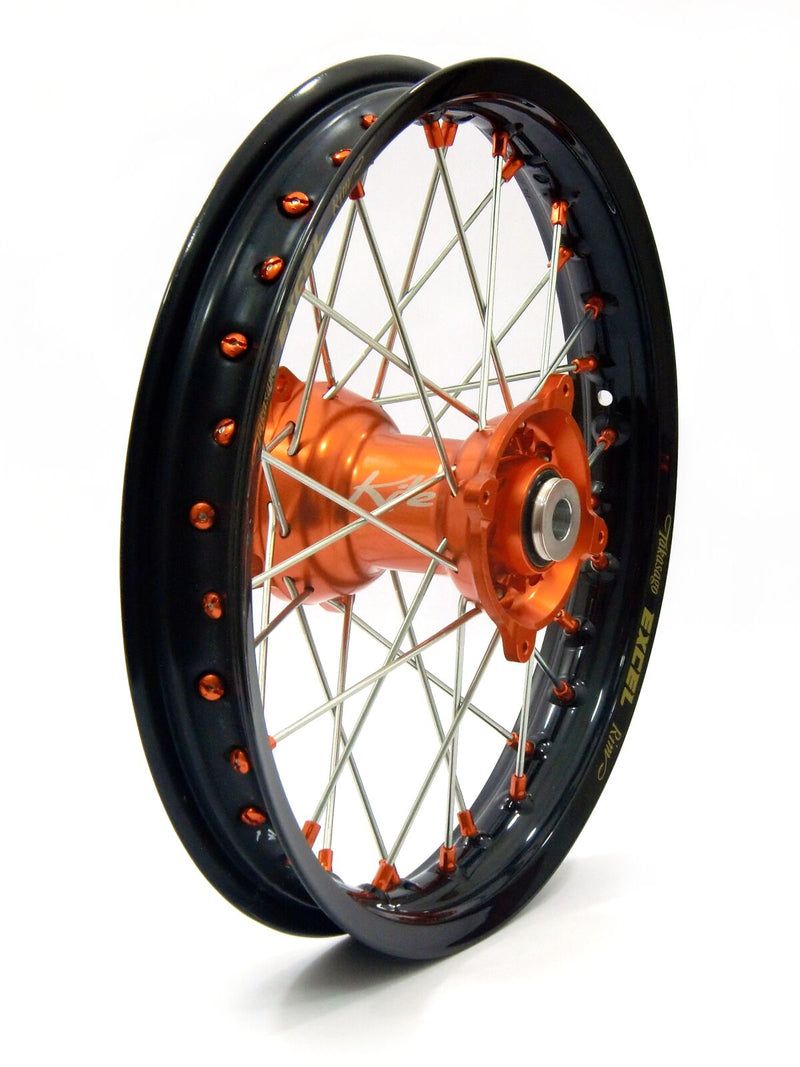 Elite MX-EN Wheel Silver Spokes Black / Orange Hub / Silver For Gas Gas EC 250 2021-2023 - 18 Inch X 2.15 Inch