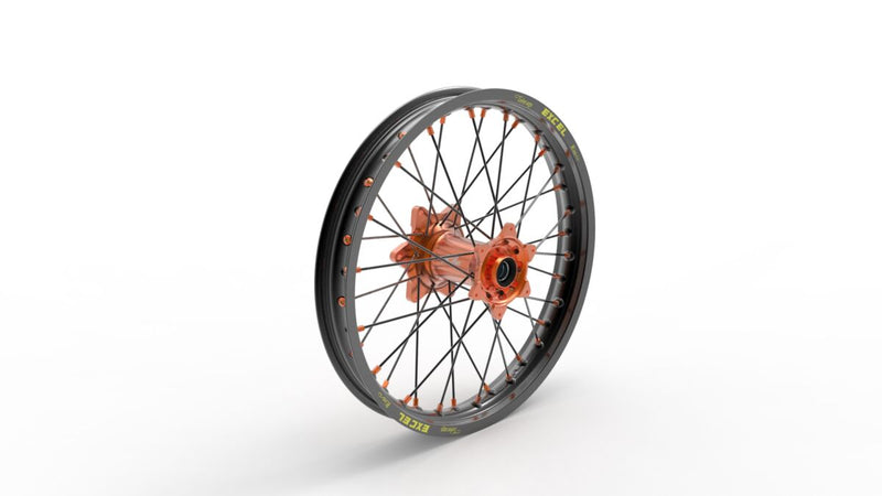 Elite MX-EN Wheel Black Spokes Black / Orange For Gas Gas MC 85 17/14 2022-2024 - 16 Inch X 1.85 Inch