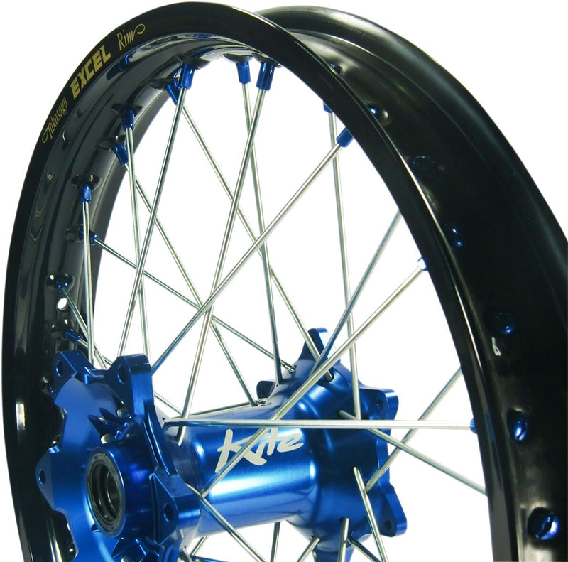 Elite MX-EN Wheel Black Spokes Black / Blue Hub For Yamaha YZ 65 2018-2026 - 12 Inch X 1.60 Inch