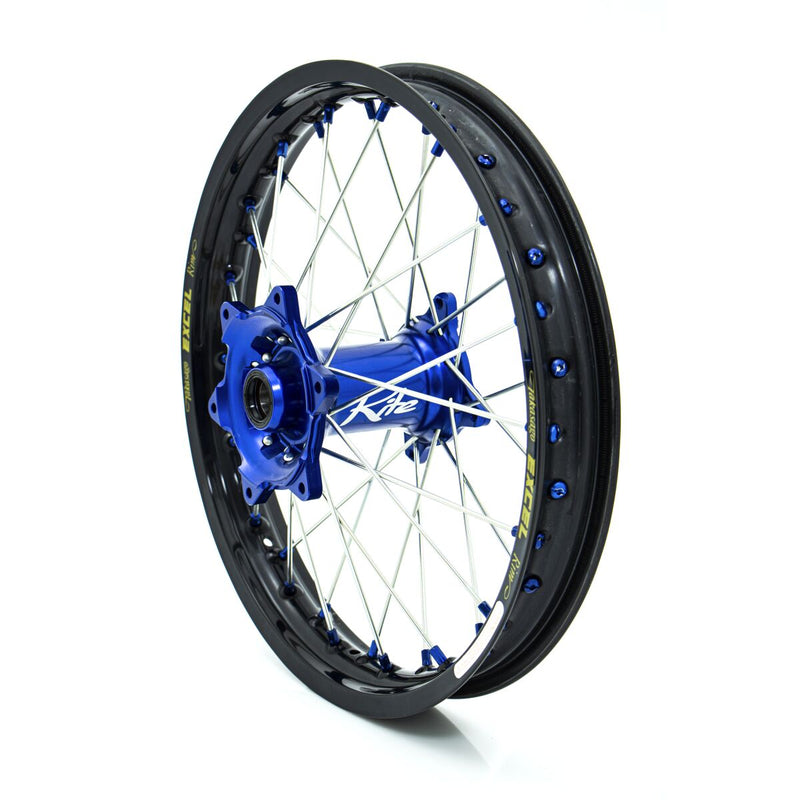 Elite MX-EN Wheel Silver Spokes Black / Blue Hub / Silver For Sherco SE 125 2018-2025 - 18 Inch X 2.15 Inch