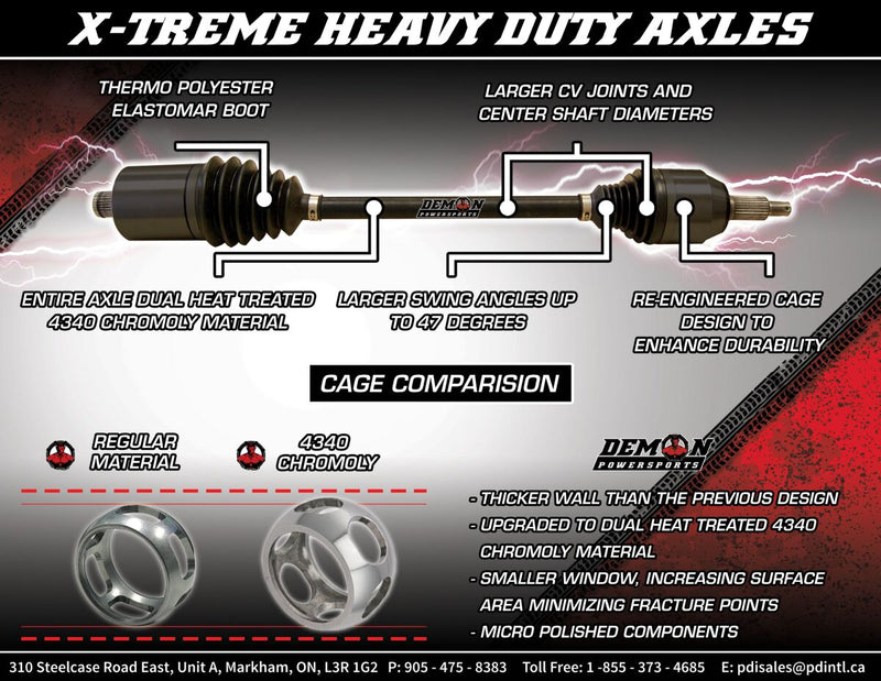 Heavy-Duty X-Treme Axle Black / Polished For Polaris SCRAMBLER 850 4X4 2015-2020