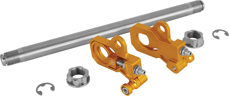 Axle Adjuster Kit Anodized / Gold / Zinc Finish For Harley Davidson FLHR 1584 2009-2011