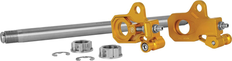 Axle Adjuster Kit Anodized / Gold / Zinc Finish For Harley Davidson FLHR 1584 2009-2011