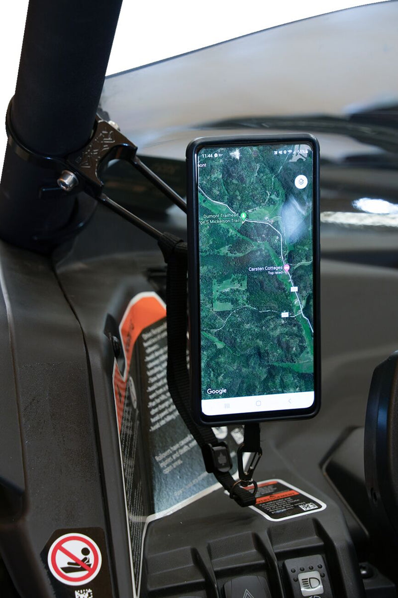 Roll Cage Phone Mount Black / Flat / Silver For Can AM (BRP) MAVERICK 900 HO EFI 4X4 2018