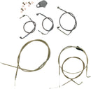 Standard Stainless Braided Handlebar Cable/Brake Line Kit Clear-Coated / Natural For Harley Davidson FLHR 1340 - 45.5 CM - 51 CM