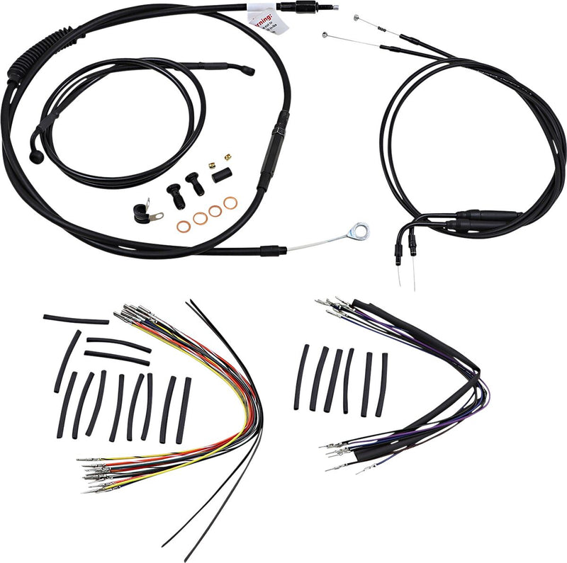 Complete Black Vinyl 14 Inch Handlebar Cable Kit Without ABS For Harley Davidson FLST 1450 2006