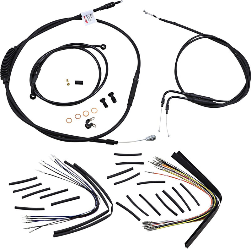 Complete Black Vinyl 16 Inch Handlebar Cable Kit Without ABS For Harley Davidson FXST 1450 2000-2006
