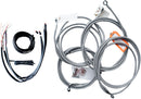 Complete Stainless Braided Handlebar Cable/Brake Line Kit Clear-Coated / Natural For Harley Davidson FLHR 1690 - 45.5 CM - 51 CM