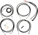 Complete Black Vinyl Braided Handlebar Cable/Brake Line Kit Black / Clear-Coated / Natural For Harley Davidson FLHR 1690 - 45.5 CM - 51 CM