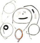 Complete Stainless Braided 12 Inch Handlebar Cable/Brake Line Kit Clear-Coated / Natural For Harley Davidson XL 1200 - 30.5 CM - 35.5 CM