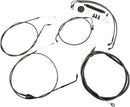 Standard Midnight Braided 12 Inch Handlebar Cable/Brake Line Kit Black / Clear-Coated For Harley Davidson FLHR 1340