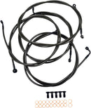 Standard Midnight Braided 12 Inch Handlebar Cable/Brake Line Kit Black / Clear-Coated For Harley Davidson FLHR 1690 ABS