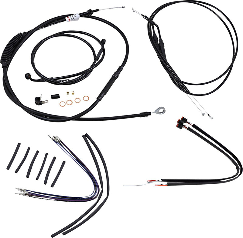 Complete Black Vinyl 14 Inch Handlebar Cable Kit Without ABS For Harley Davidson XL 1200 C 2014-2020