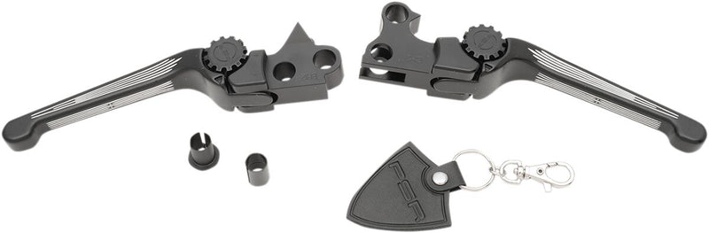 Anthem Adjustable Lever Set Black / Contrast / Silver For Harley Davidson FLHR 1584 2008-2011