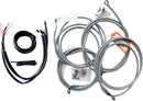 Complete Stainless Braided Handlebar Cable/Brake Line Kit Clear-Coated / Natural For Harley Davidson FLHTCU 1690 - 45.5 CM - 51 CM