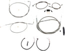 Complete Stainless Braided Handlebar Cable/Brake Line Kit Clear-Coated / Natural For Harley Davidson FXDB 1584 - 30.5 CM - 35.5 CM