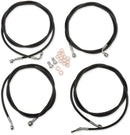 Standard Black Vinyl Braided Handlebar Cable/Brake Line Kit Black / Natural For Harley Davidson FLHR 1750 - 30.5 CM - 35.5 CM