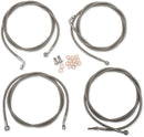 Standard Stainless Braided Handlebar Cable/Brake Line Kit Clear-Coated / Natural For Harley Davidson FLHR 1750 - 38 CM - 43 CM