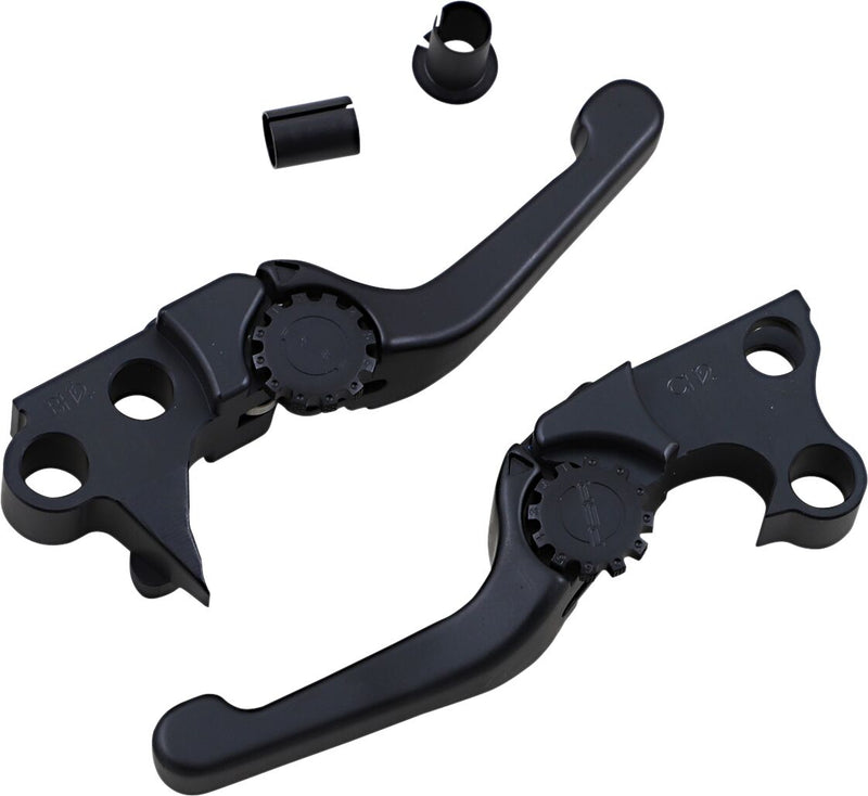 Anthem Shorty Lever Set Black / Polished For Harley Davidson FLD 1690 2012-2013
