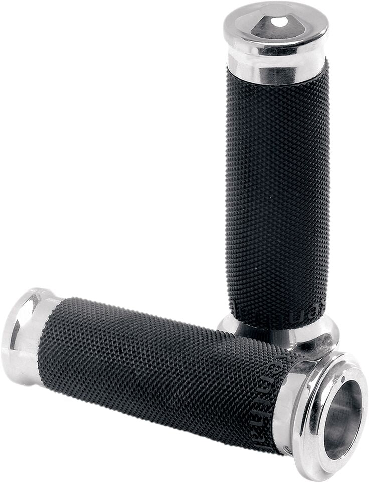 Contour Renthal Wrapped Grips Black / Chrome For Harley Davidson FLD 1690 2012-2013 - 25.4 MM