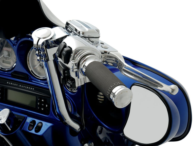 Contour Renthal Wrapped Grips Black / Chrome For Harley Davidson FLD 1690 2012-2013 - 25.4 MM