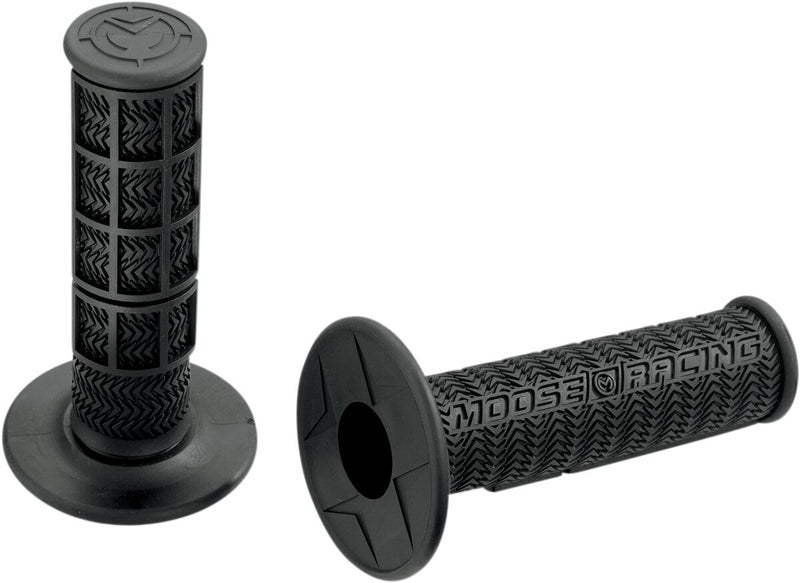 Flange Style Stealth MX Grips Black / Flat For Honda CR 125 R 1987-2007 - 11.5 CM