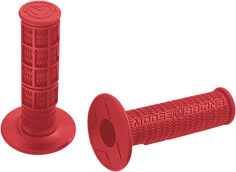 Flange Style Stealth MX Grips Flat / Red For Honda CR 125 R 1987-2007 - 11.5 CM