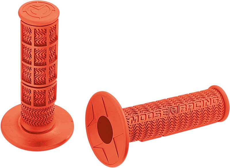 Flange Style Stealth MX Grips Flat / Orange For Honda CR 125 R 1987-2007 - 11.5 CM