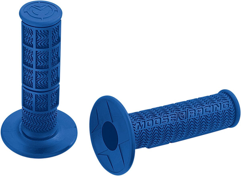 Flange Style Stealth MX Grips Blue / Flat For Honda CR 125 R 1987-2007 - 11.5 CM
