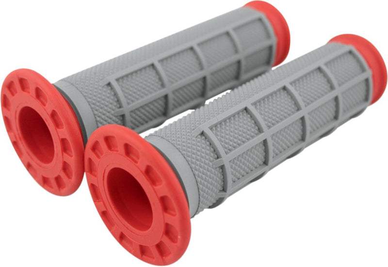 Dual-Compound ATV Grips Grey / Red - 11.7 CM