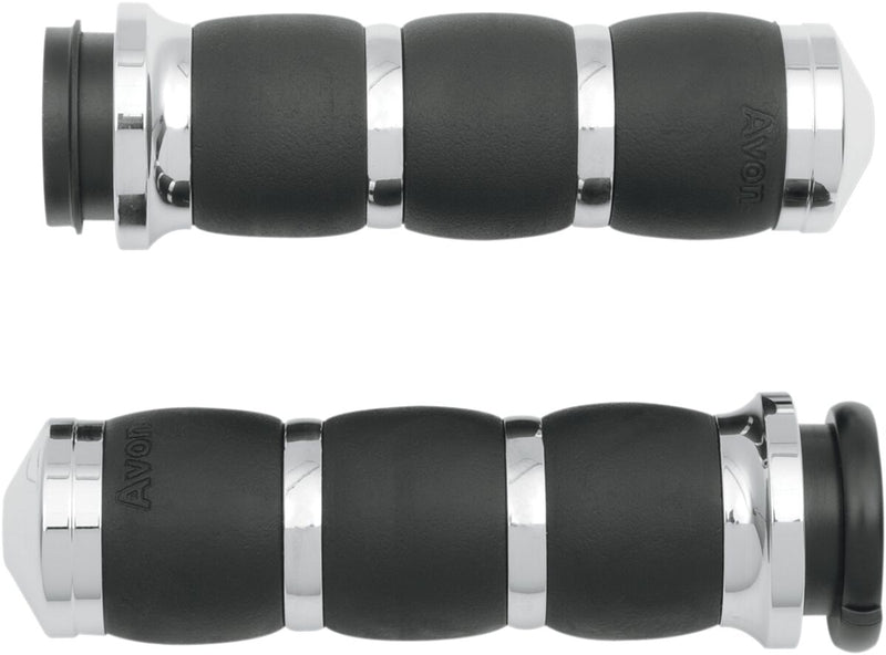 3-Ring Velvet Air Grips Black / Chrome For Harley Davidson FLDE 1750 ABS 2018-2020 - 11.7 CM