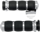 3-Ring Velvet Air Grips Black / Chrome For Harley Davidson FLDE 1750 ABS 2018-2020 - 25.4 MM