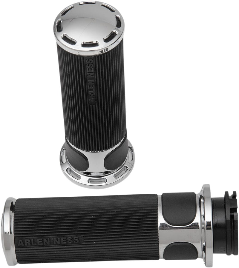 Slot Track Grips Black / Chrome For Harley Davidson FL 1200 - 25.4 MM
