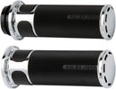 Slot Track Grips Black / Chrome For Harley Davidson FL 1200 - 25.4 MM