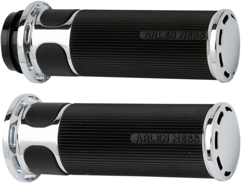 Slot Track Grips Black / Chrome For Harley Davidson FL 1200 - 25.4 MM