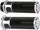 Slot Track Grips Black / Chrome For Harley Davidson FLDE 1750 ABS - 25.4 MM