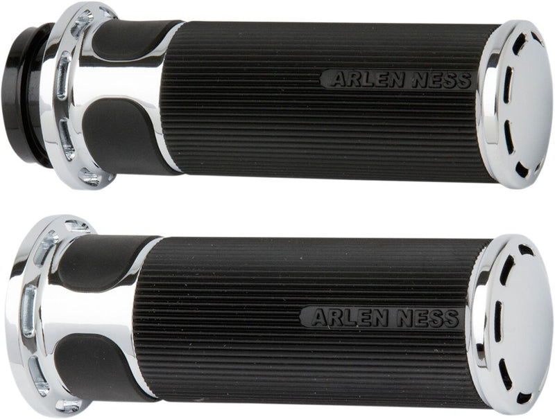 Slot Track Grips Black / Chrome For Harley Davidson FLDE 1750 ABS - 25.4 MM