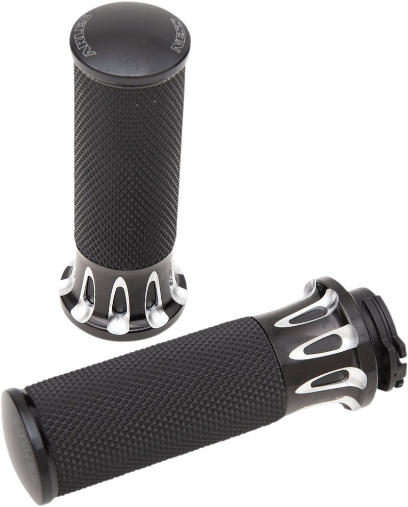 Fusion Deep Cut Grips Anodized / Black For Harley Davidson FL 1200 - 25.4 MM