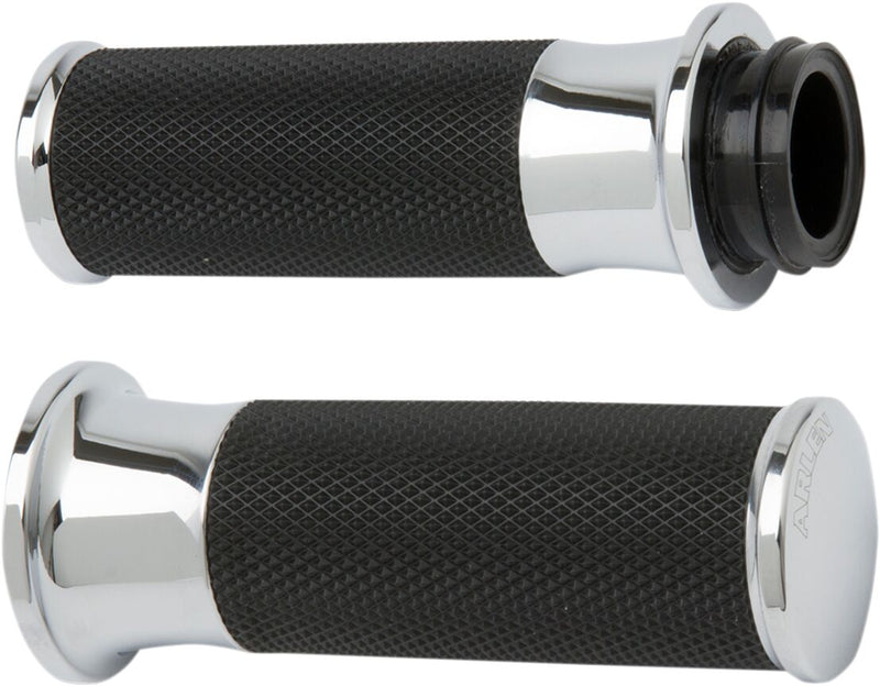 Smooth Grips Black / Chrome For Harley Davidson FLDE 1750 ABS - 25.4 MM