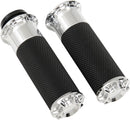 Beveled Grips Black / Chrome For Harley Davidson FLDE 1750 ABS - 25.4 MM