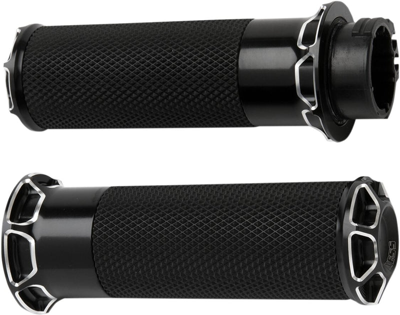 Beveled Grips Anodized / Black For Harley Davidson FLDE 1750 ABS - 25.4 MM