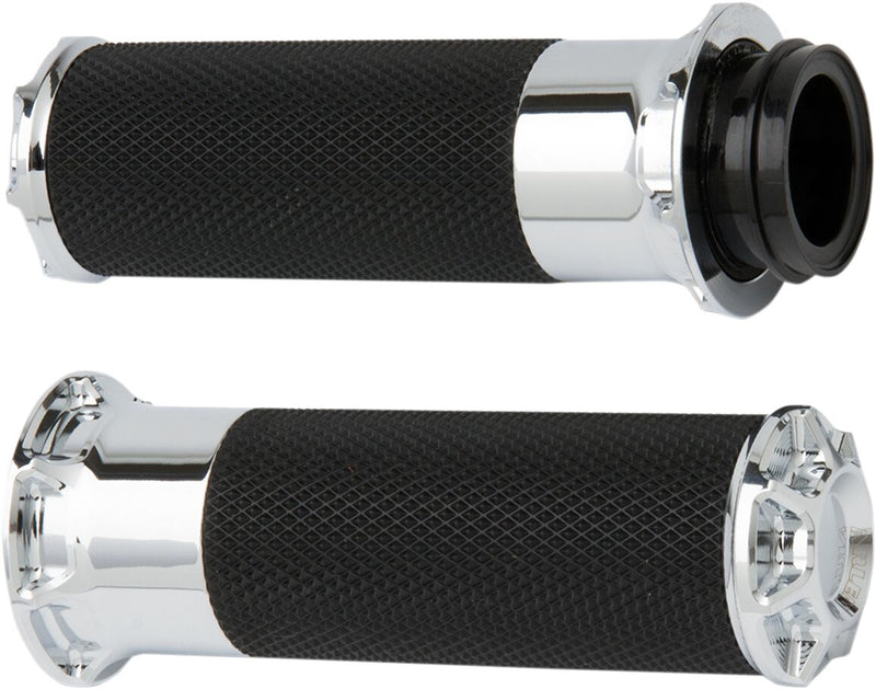 Beveled Grips Black / Chrome For Harley Davidson FL 1200 - 25.4 MM