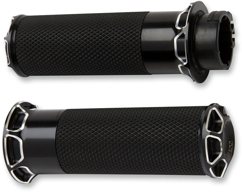 Beveled Grips Anodized / Black For Harley Davidson FL 1200 - 25.4 MM