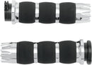 Excalibur Air Cushioned Grips Black / Chrome For Harley Davidson FLD 1690 2012-2013 - 12.7 CM
