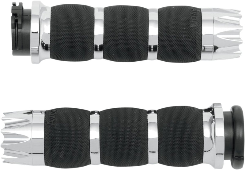 Excalibur Air Cushioned Grips Black / Chrome For Harley Davidson FLD 1690 2012-2013 - 12.7 CM